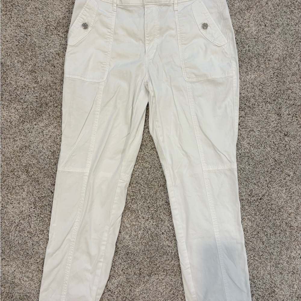 WHBM High Rise Pret-A-Jet Pants - White, Size 12